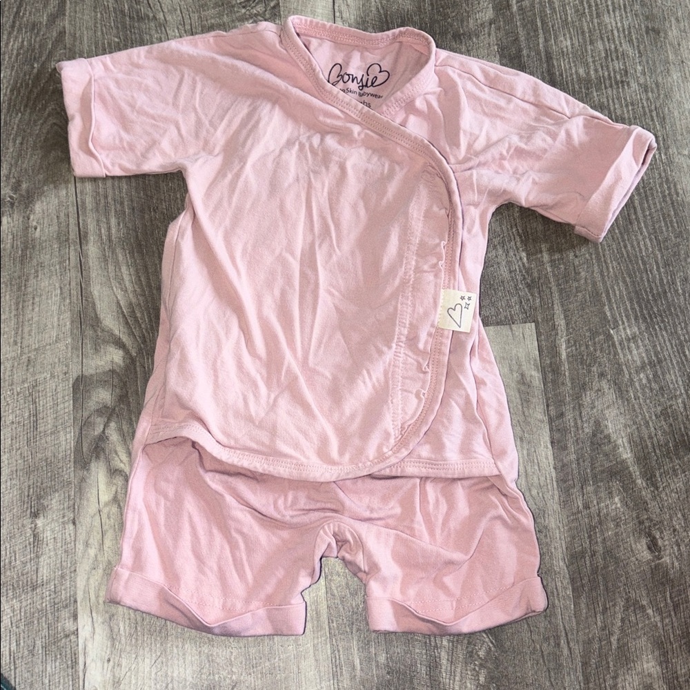 bonsie baby bamboo footie pink 6-9months